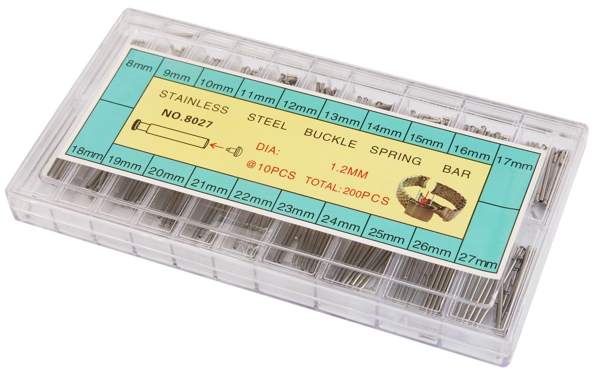 200-teiliges Federsteg-Set für Uhrenschließen (Ø 1,2 mm)/ 8 mm - 27 mm