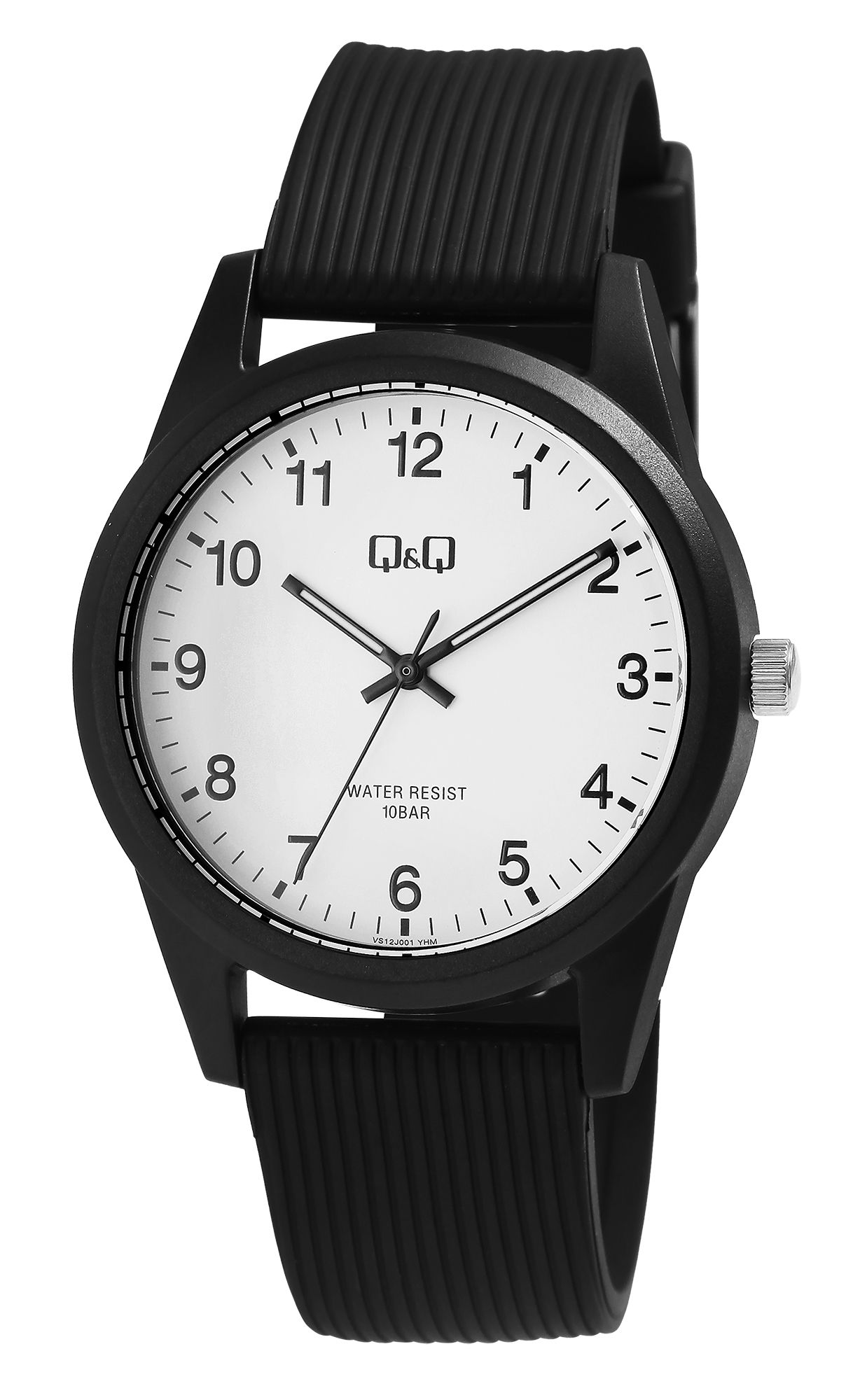 Q&Q Herren-/ Damenuhr mit Resinband, Ø 40 mm, schwarz/ weiß