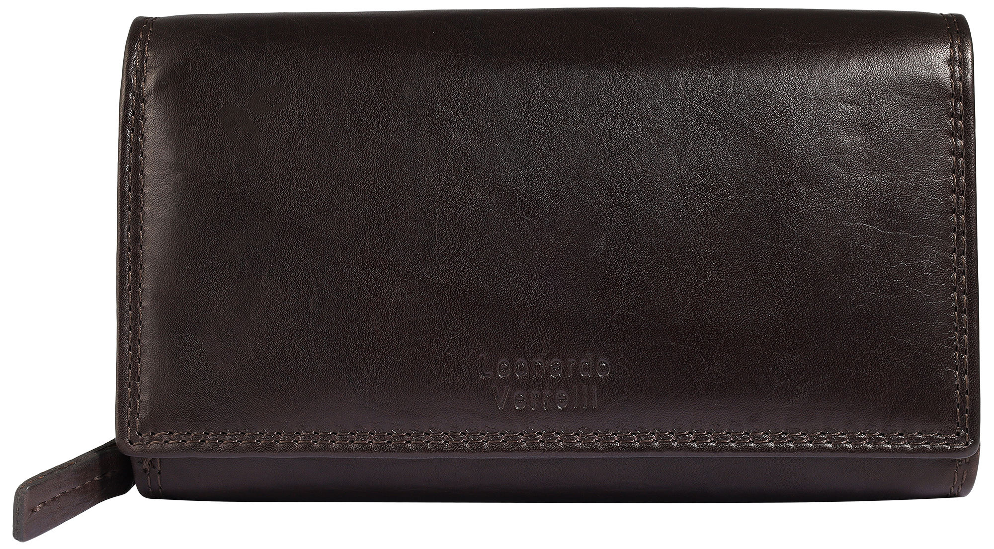 Leonardo Verrelli, Echtleder (Savage) Damen Geldbörse, länglich & RFID, braun