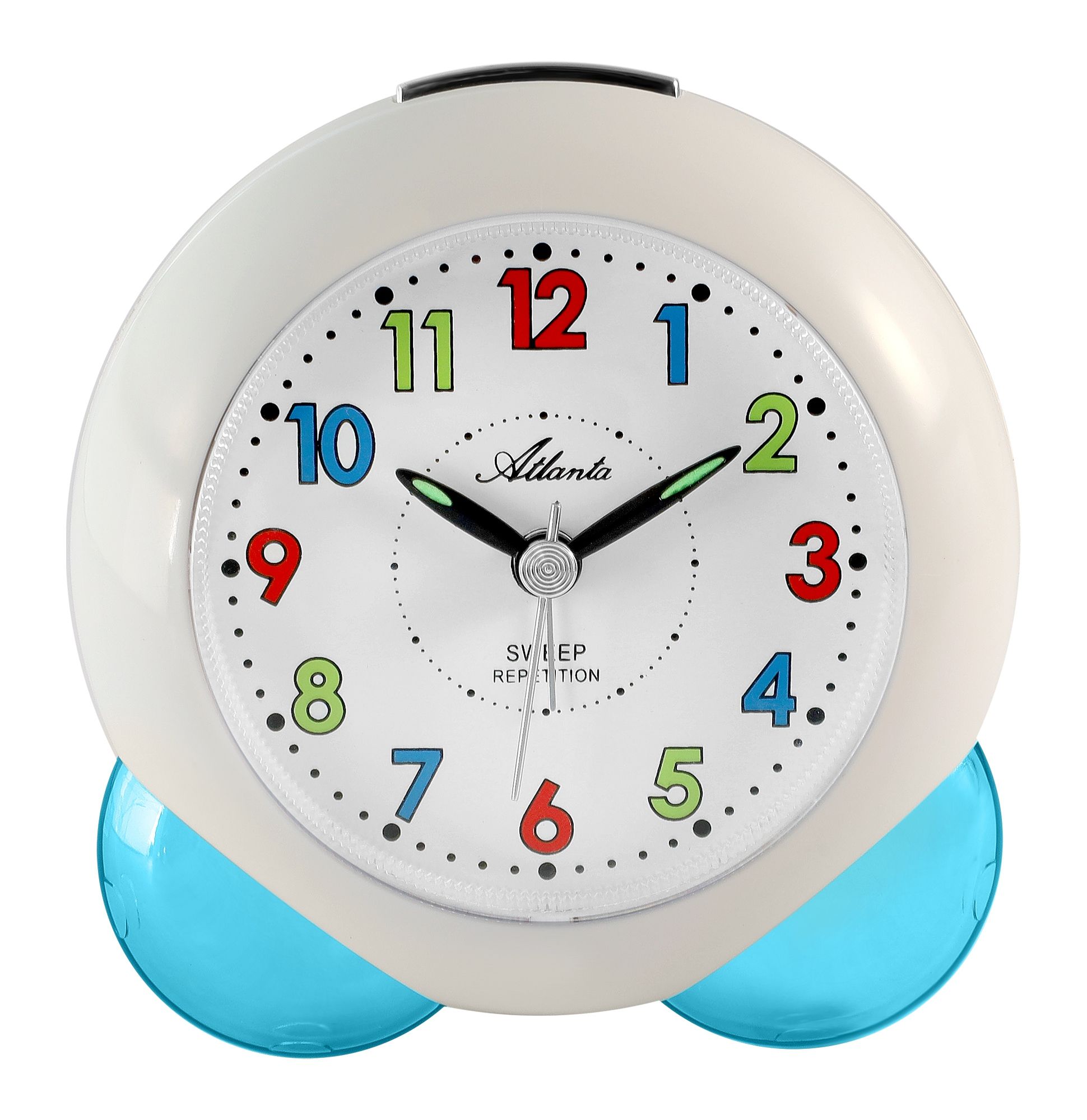 Atlanta Kinderwecker, Quarz, schleichende Sekunde, Weckwiederholung, blinkender Leuchtrahmen bei Ertönen des Wecksignals