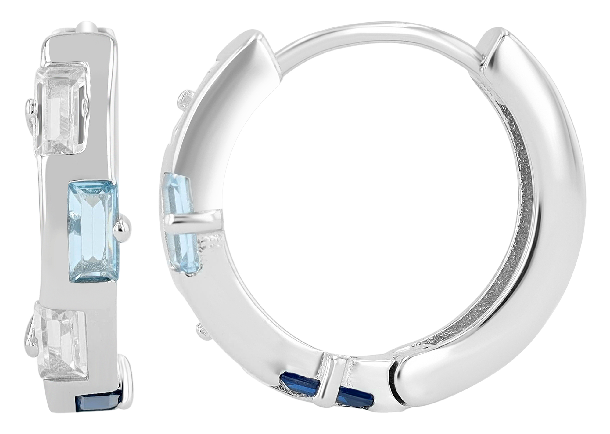 "Zeena" 925/- Echt Silber Creole mit bunten Zirkoniabesatz, silberfarben rhodiniert