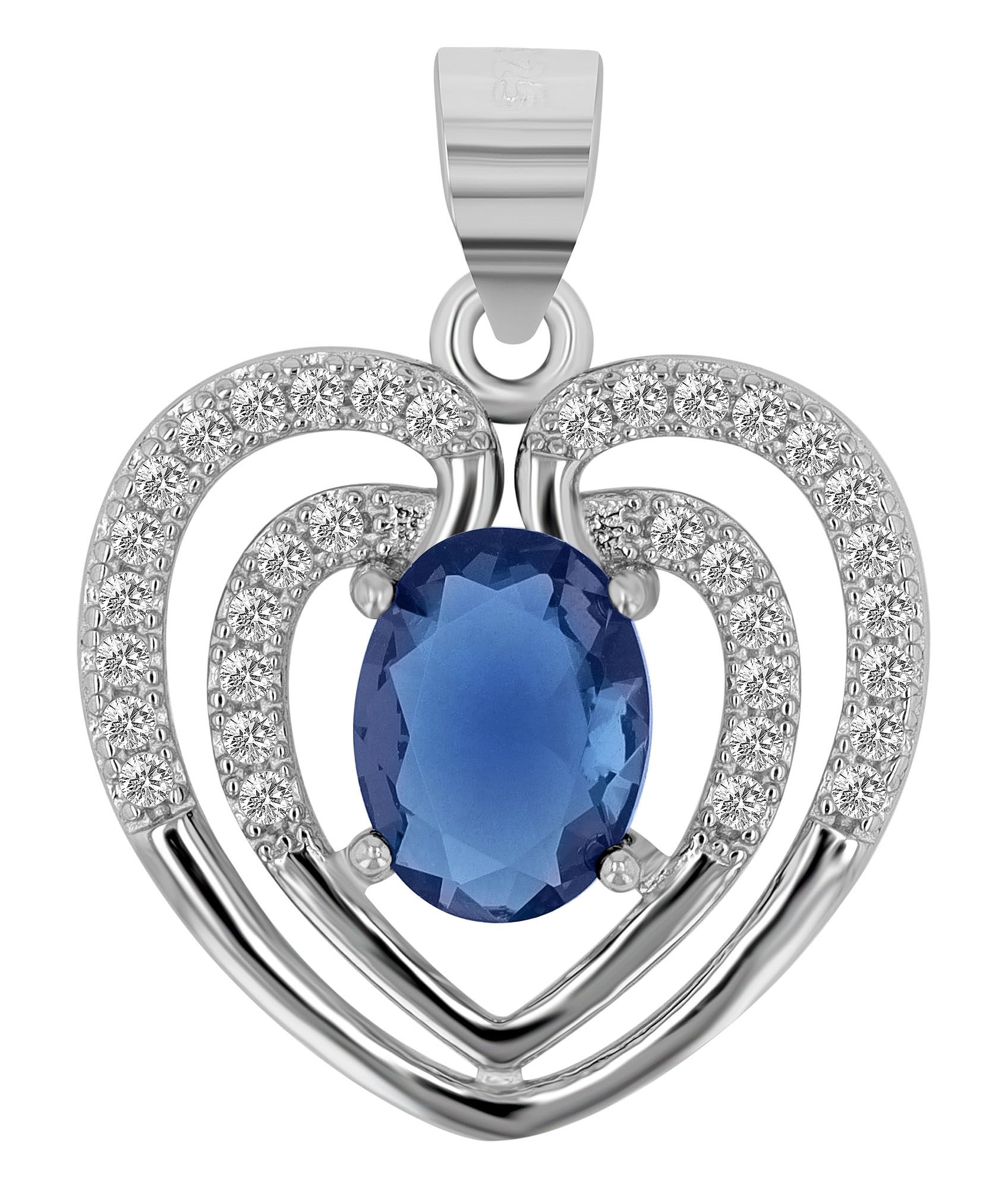 Echt Silber Anhänger Herz "Tilla" mit Zirkonia rhodiniert, blau