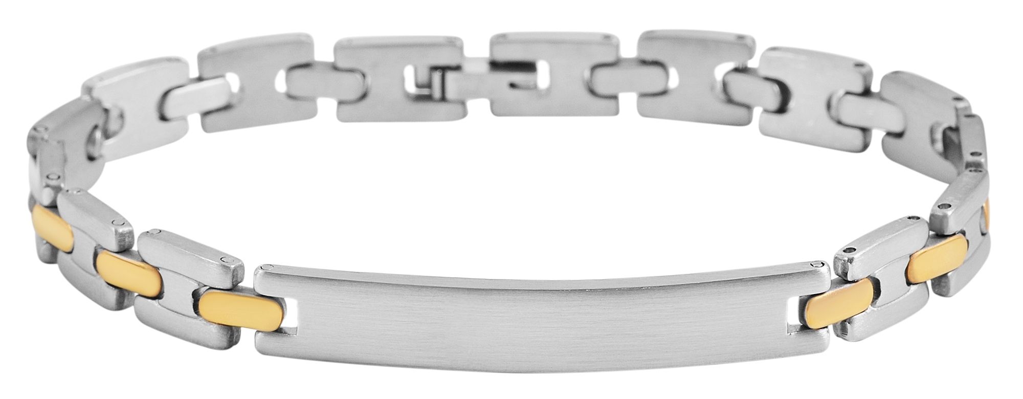 "Claas" Edelstahlarmband mit Gravurplatte, bicolor silberfarben/goldfarben