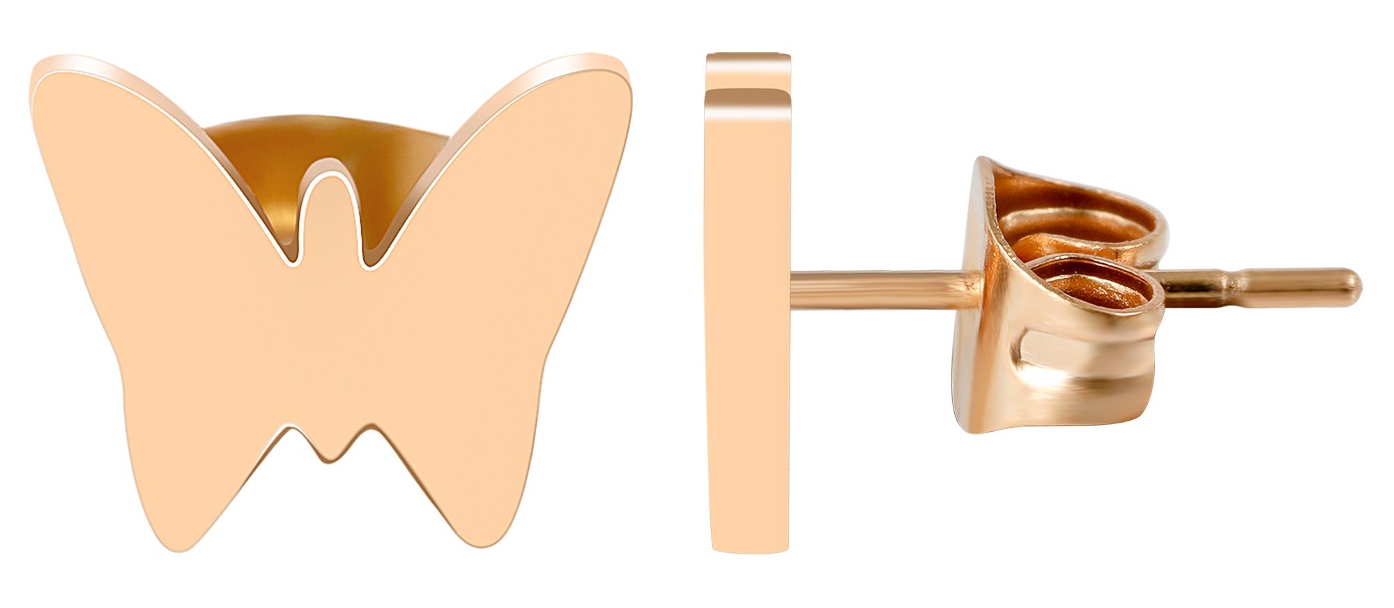 Akzent Edelstahl Ohrstecker mit Schmeterling, IP Roségold, roségoldfarbig