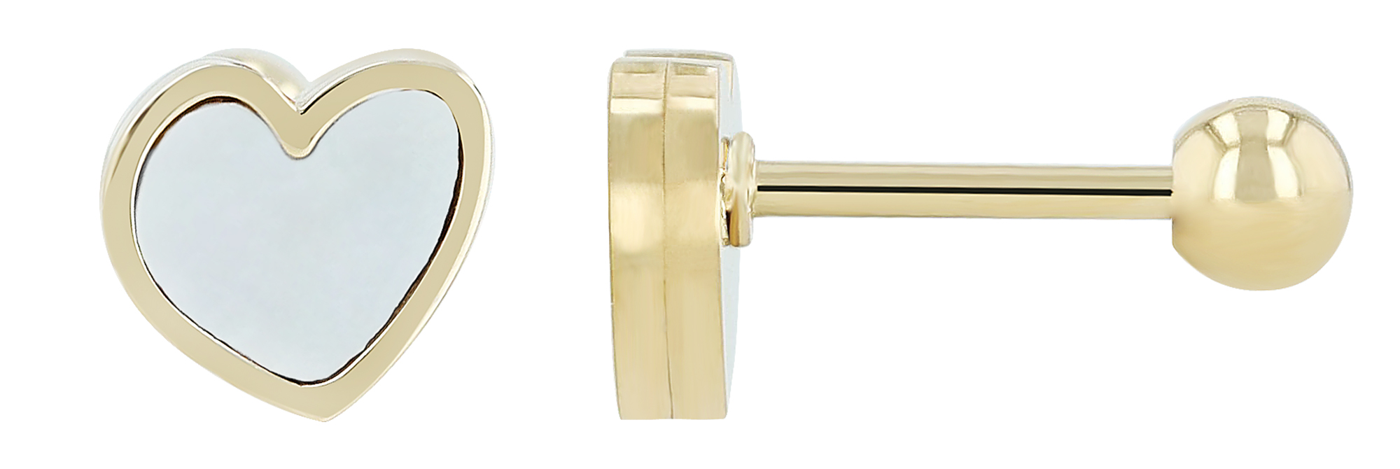 "Sarang", Edelstahl Ohrstecker/-piercing, Herz, Perlmutt