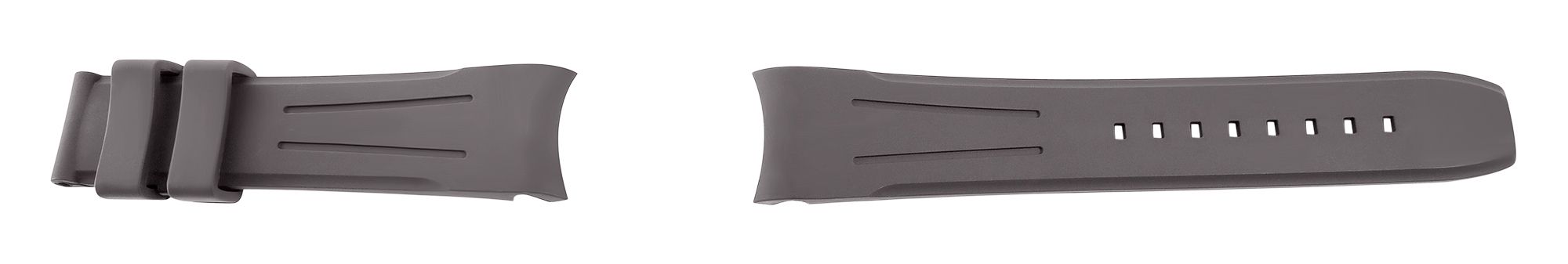FKM Kautschuk-Uhrenarmband, Dornschließe, 21 mm, grau, (FKM= Fluorelastomer-Kautschuk)