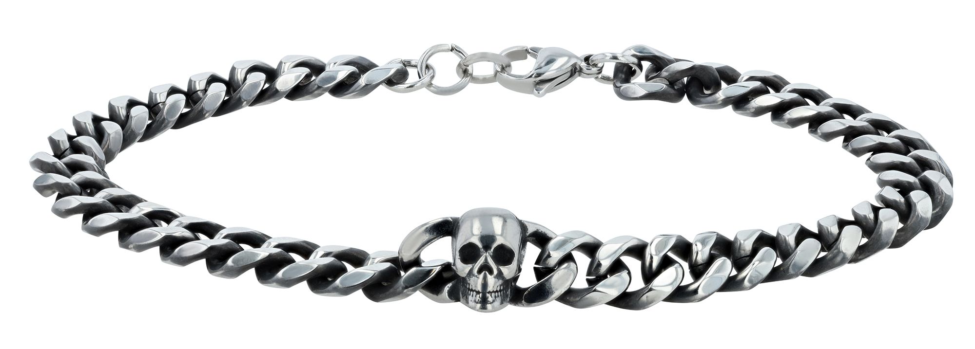 Akzent Panzerarmband "Alaric" mit Totenkopf, Edelstahl, silberfarben