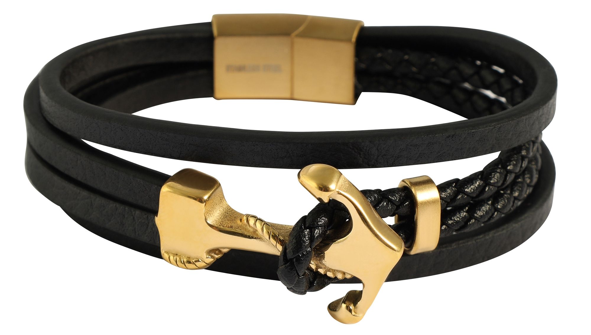 "Alfons" 17 cm, Armband aus Lederimitat, Anker, VE 4
