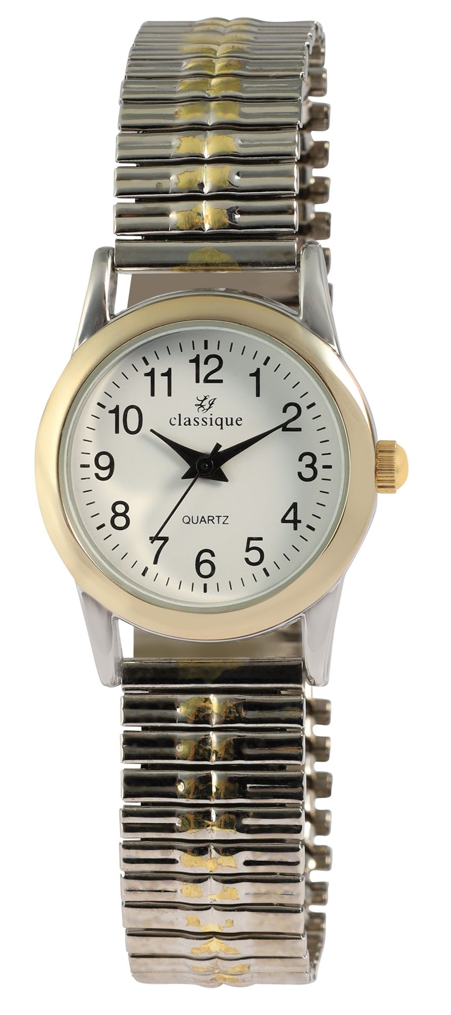 Classique Damenuhr mit Edelstahlzugarmband, bicolor