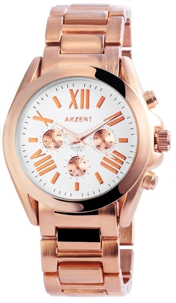 Akzent Damenuhr mit Metallarmband