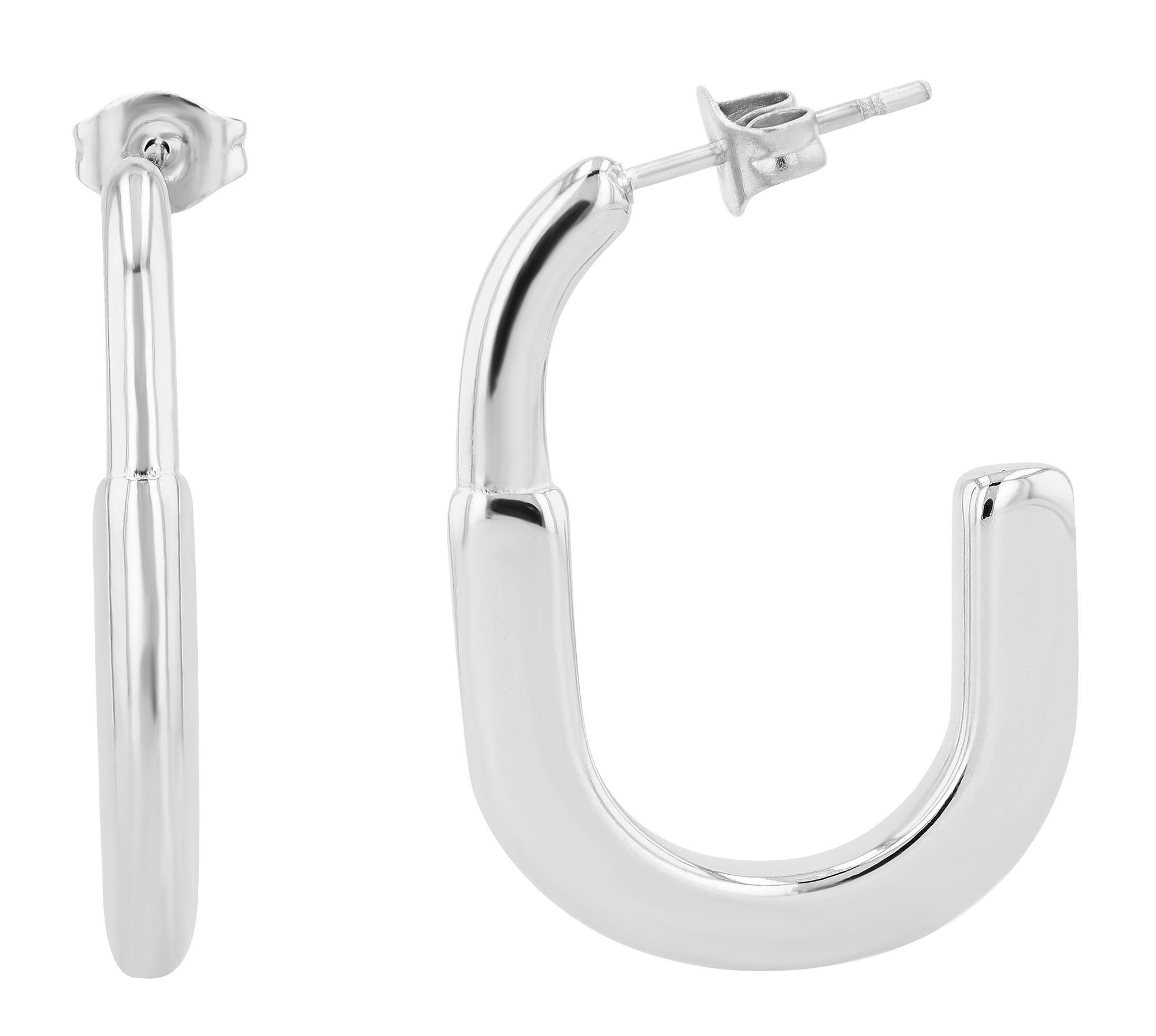 "Vada" ovale Edelstahl Creolen, silberfarben