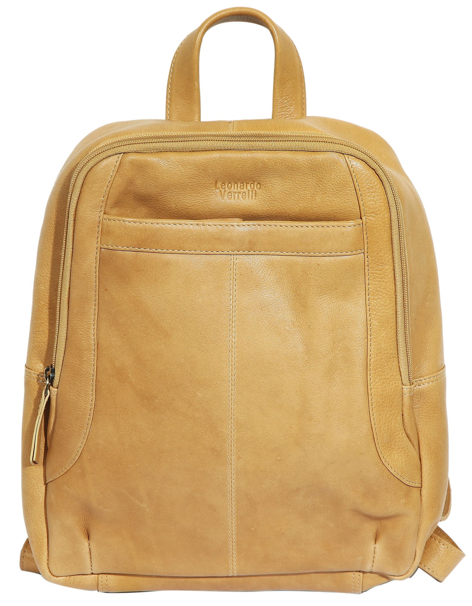 Leonardo Verrelli Echtleder Rucksack, hellbraun