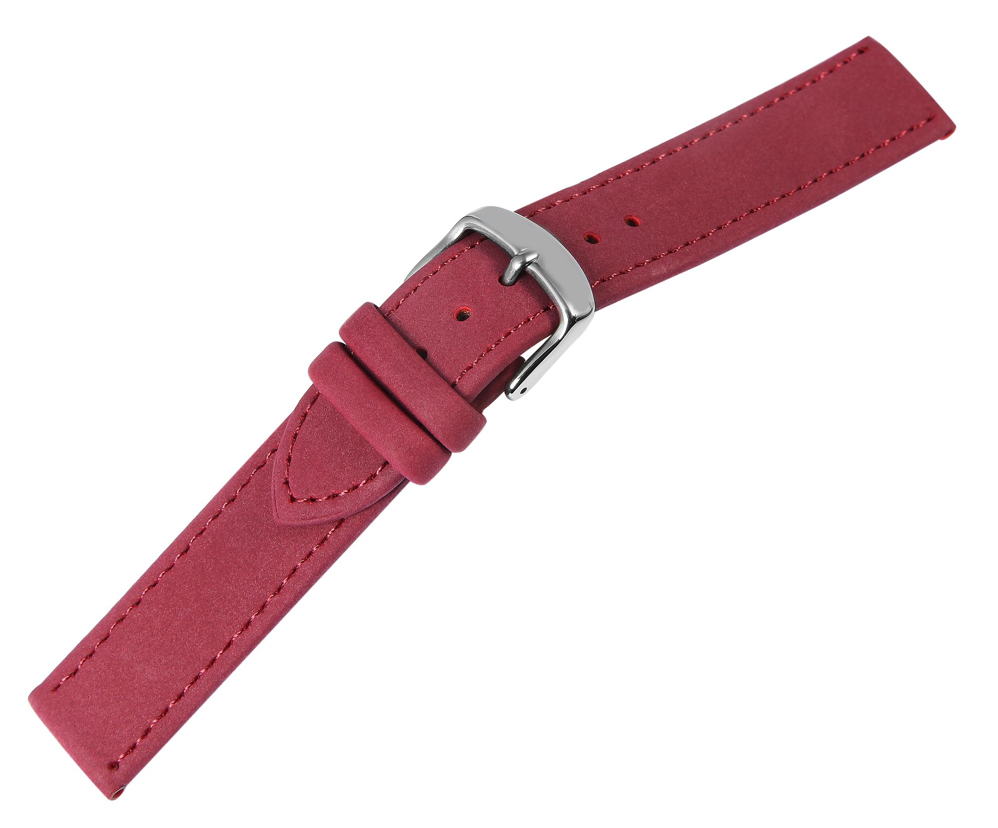 Echtleder Uhrenarmband, dunkelrot, flach, 14 mm