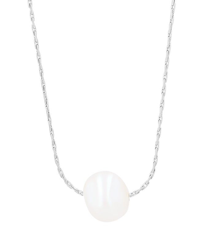 Akzent Halskette "Indra" mit Perle, Edelstahl, 43+5 cm, silberfarben