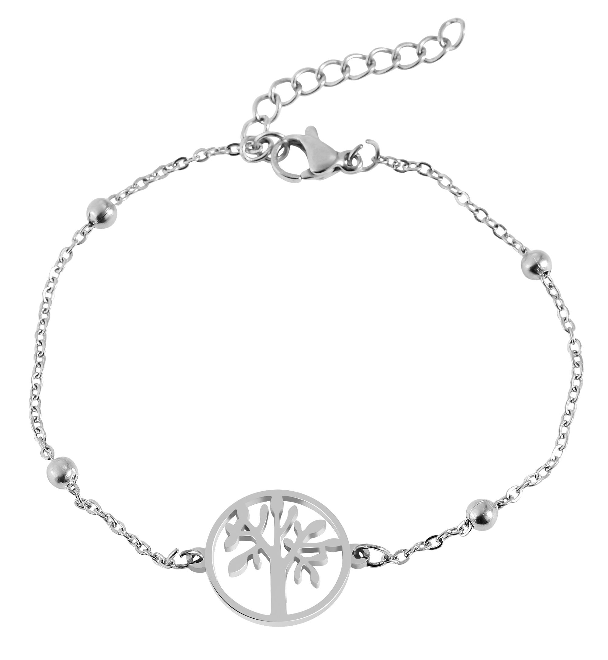 Akzent Lebensbaum Armband aus Edelstahl, silberfarben, 17+3cm