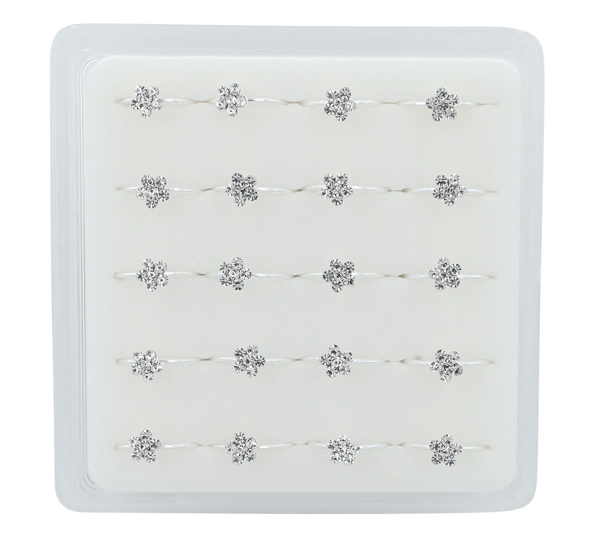 "Vonnie" offener Nasenring/ Nasenpiercing , 925/- Echt Silber, rhodiniert, Blume, VE-20 Stück