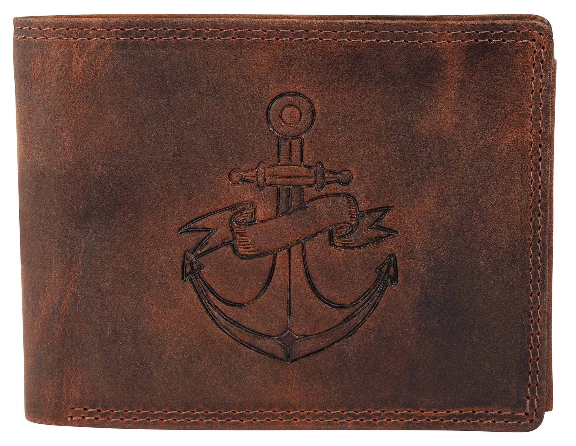 Akzent Geldbörse, RFID, Querformat, Anker, braun