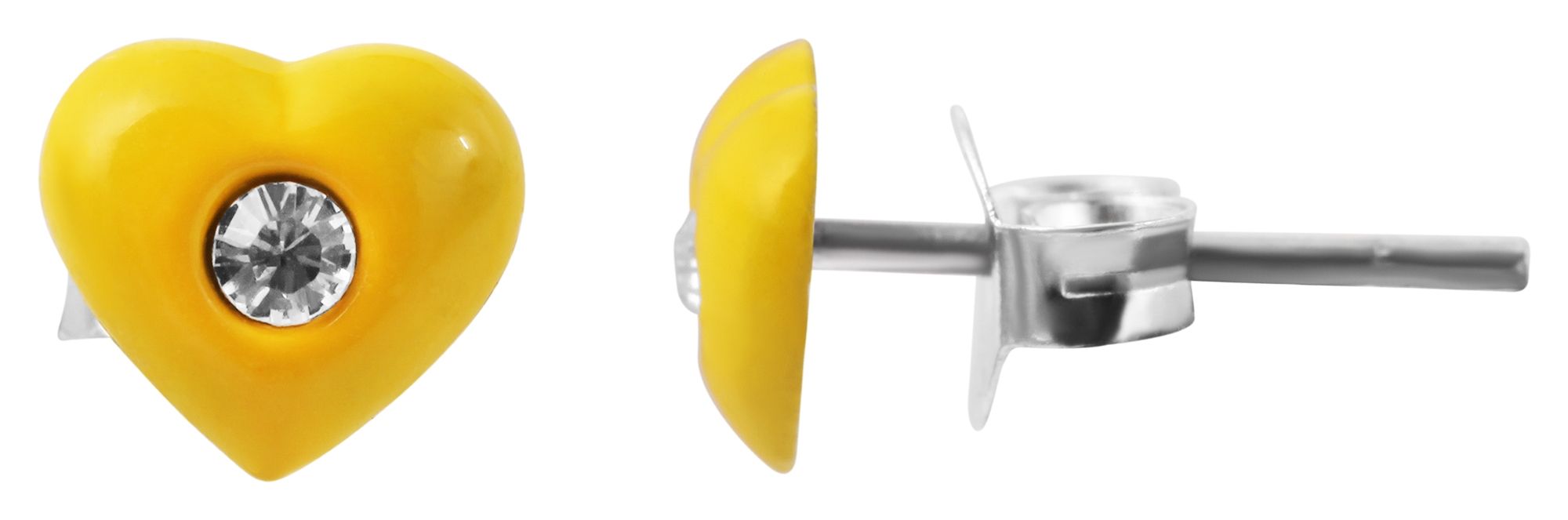 925/- Echt Silber Kinder Ohrstecker "Amanda", Herz mit Similistein, gelb