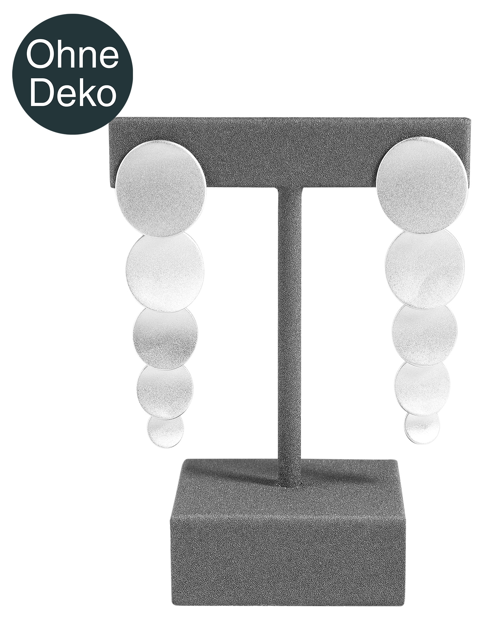 Aufsteller für Ohrringe/ Ohrhänger/ Creolen (Dekoserie Soft), PU-bezogen, 8 cm, grau
