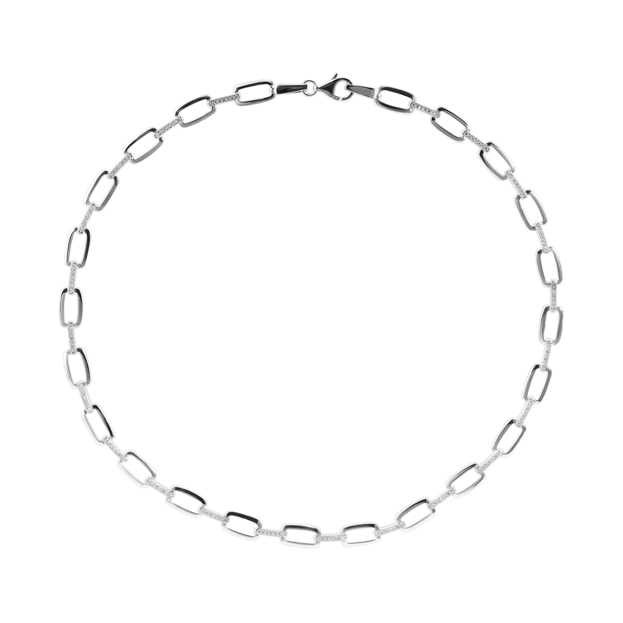 925/- Echt Silber Halskette "Almina", Zirkoniabesatz, 925/rhodiniert