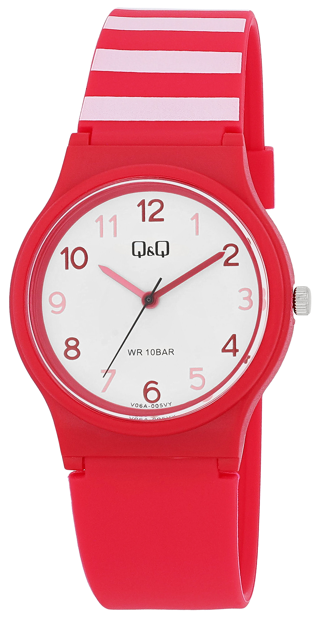 Q&Q Damenuhr mit Silikonarmband, 10 BAR, rot