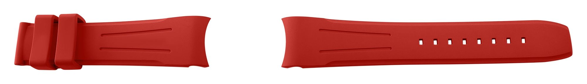 FKM Kautschuk-Uhrenarmband, Dornschließe, 22 mm, rot, (FKM= Fluorelastomer-Kautschuk)