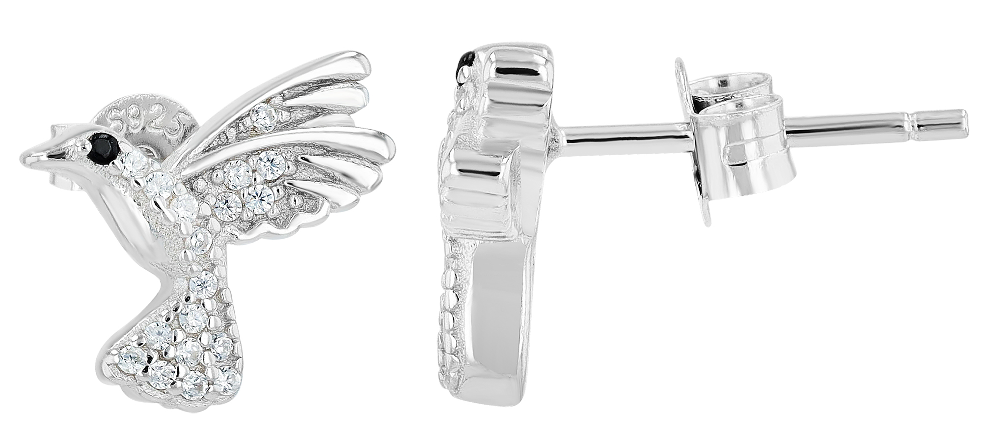 "Selma" 925/- Echt Silber Ohrstecker Zirkonia silberfarben rhodiniert Vogel