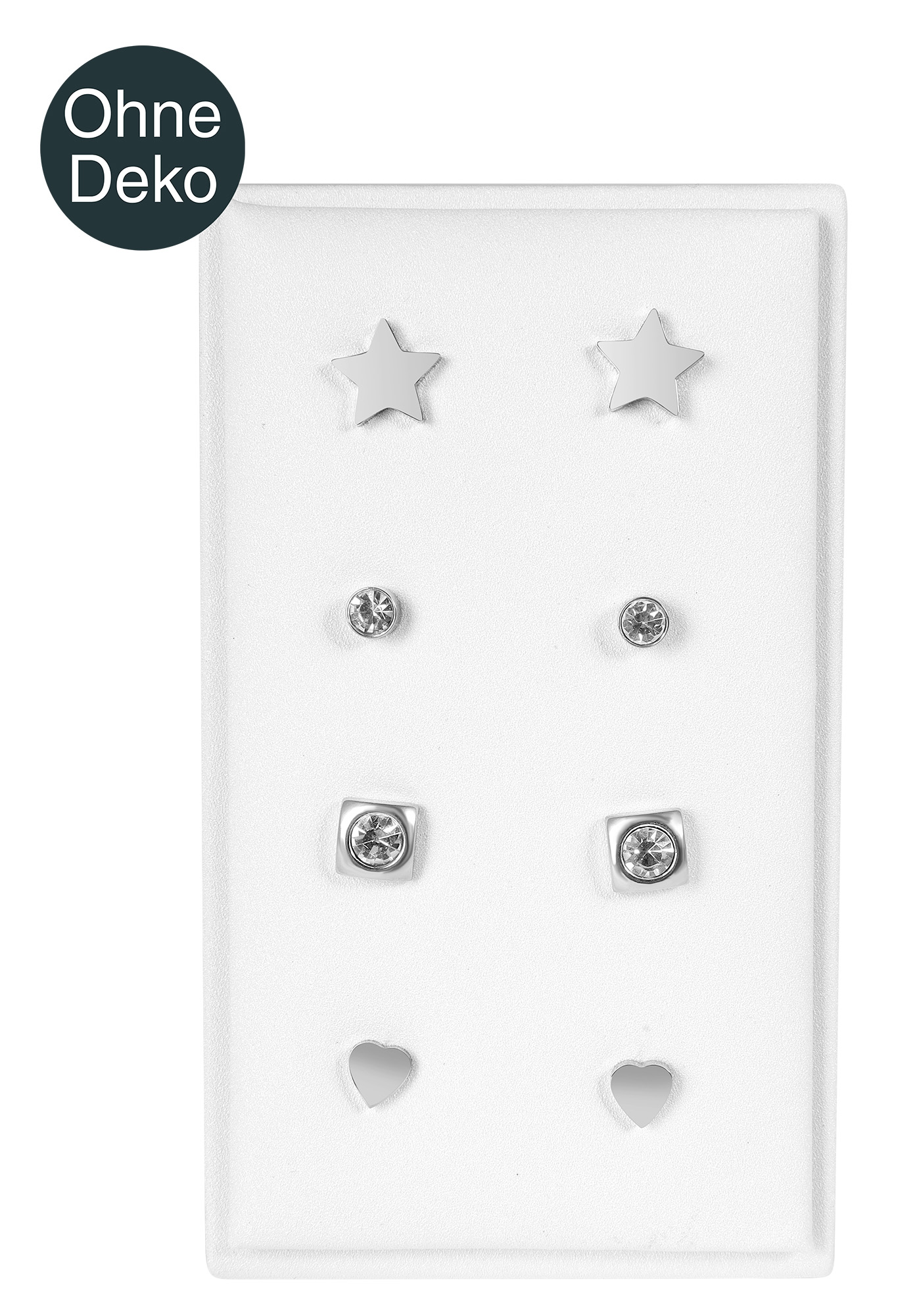 Aufsteller für 4 Paar Ohrstecker (Dekoserie Soft), PU-bezogen, 8,5 cm, weiß