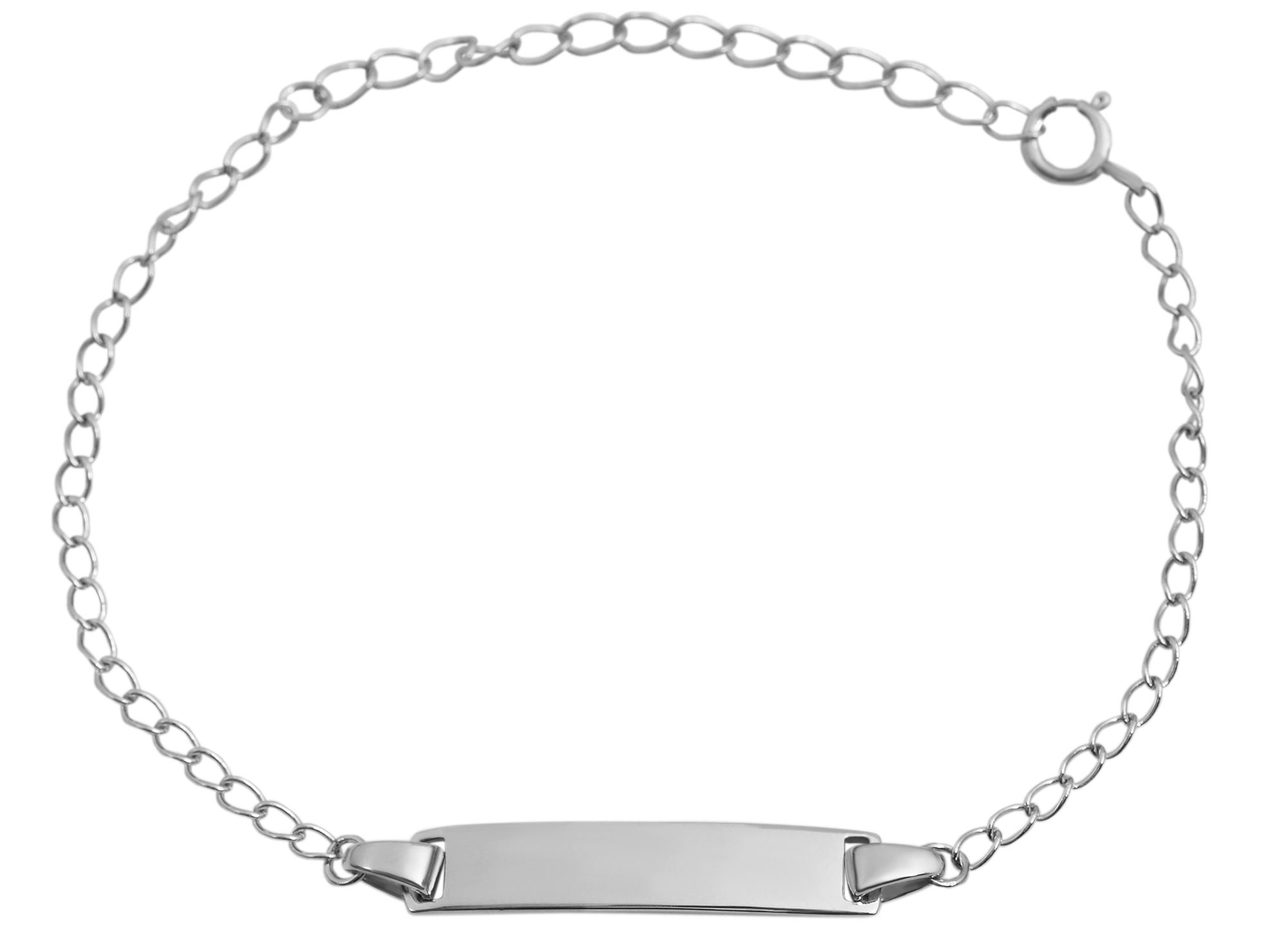 925/- Echt Silber Armband "Biserka" mit gravurfähiger Identplatte, 925/ rhodiniert, 13+4 cm