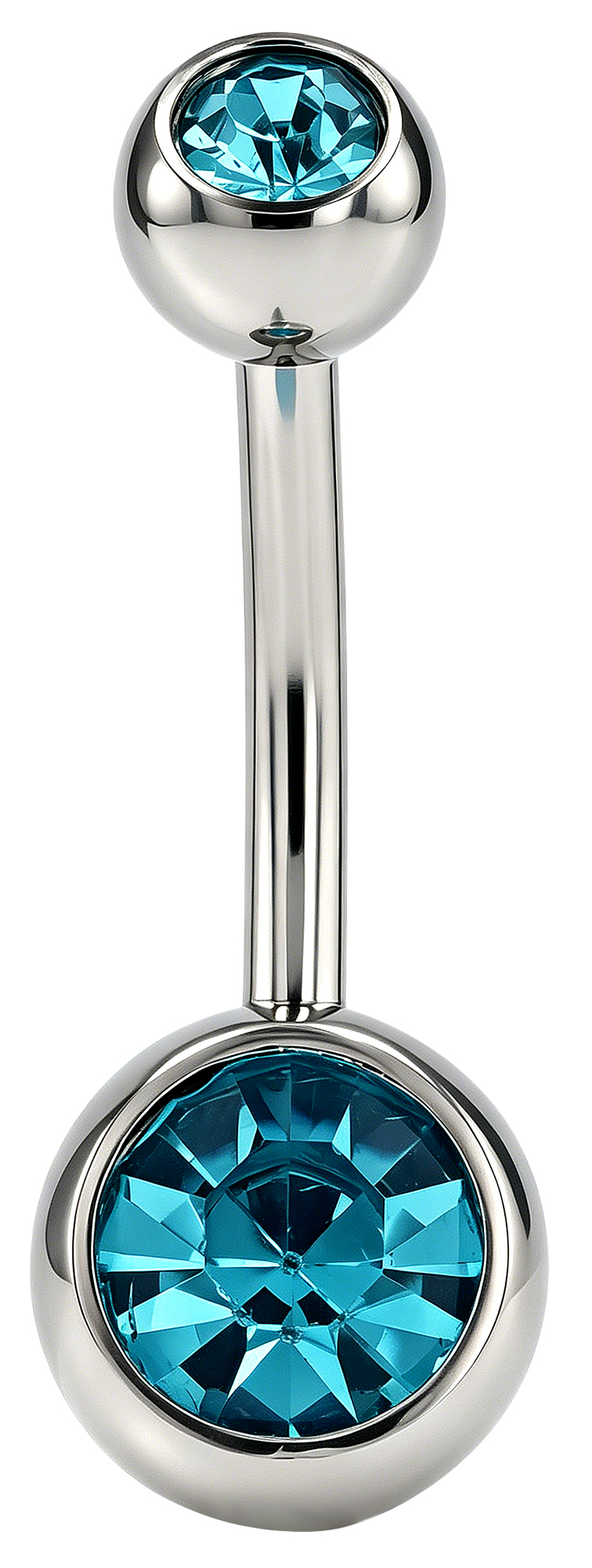 "Sariye" Edelstahl-Bronze Bauchnabelpiercing, VE6, 10 mm/ Stärke 1,8 mm, hellblau
