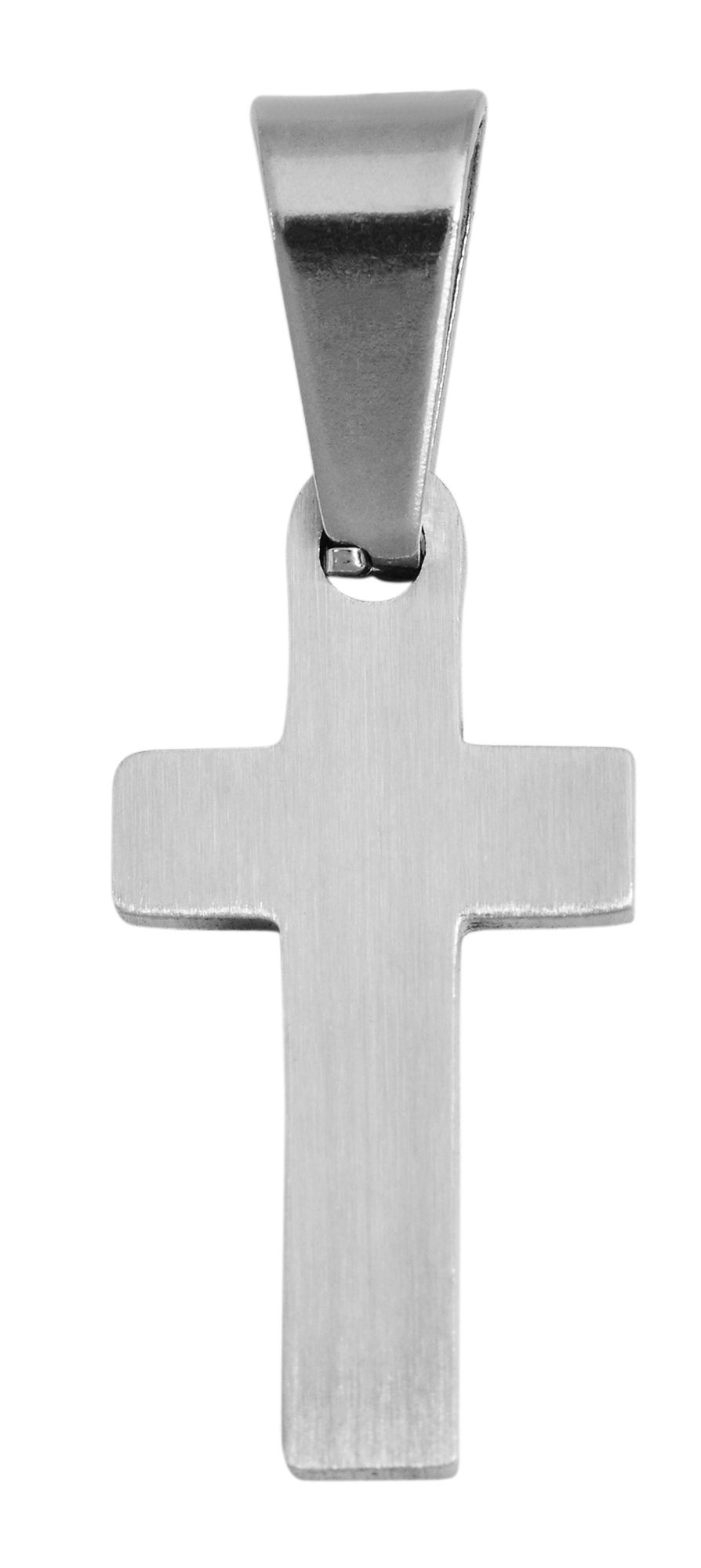 Akzent Edelstahlanhänger, Kreuz, silberfarbig, mattiert