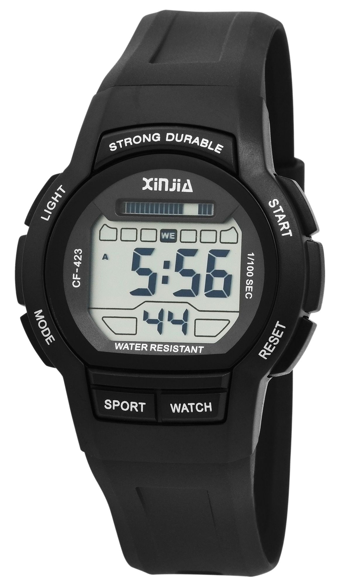 XINJIA Unisex Digitaluhr mit Silikonband, Schwarz