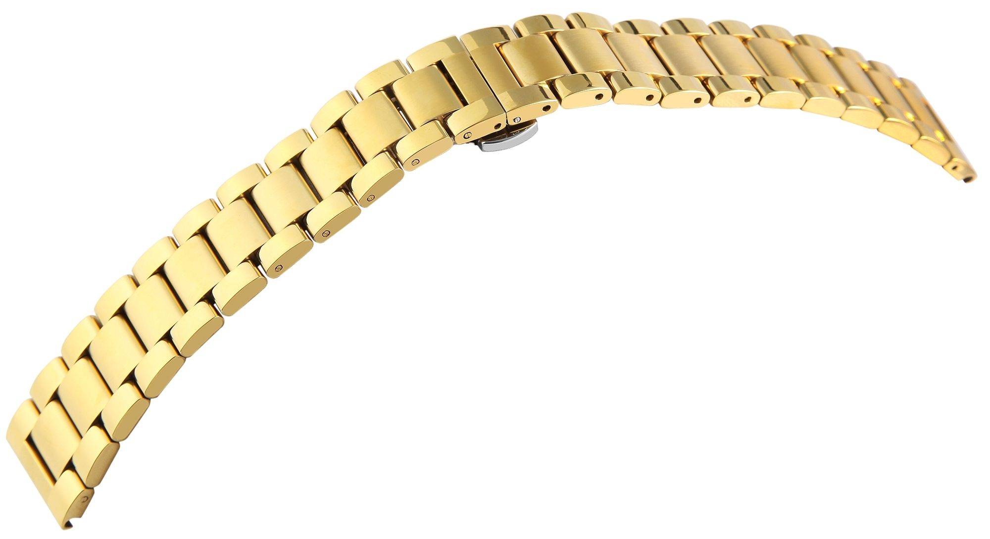 Edelstahl-Uhrenarmband, goldfarben, Butterfly-Faltschließe, 18 mm