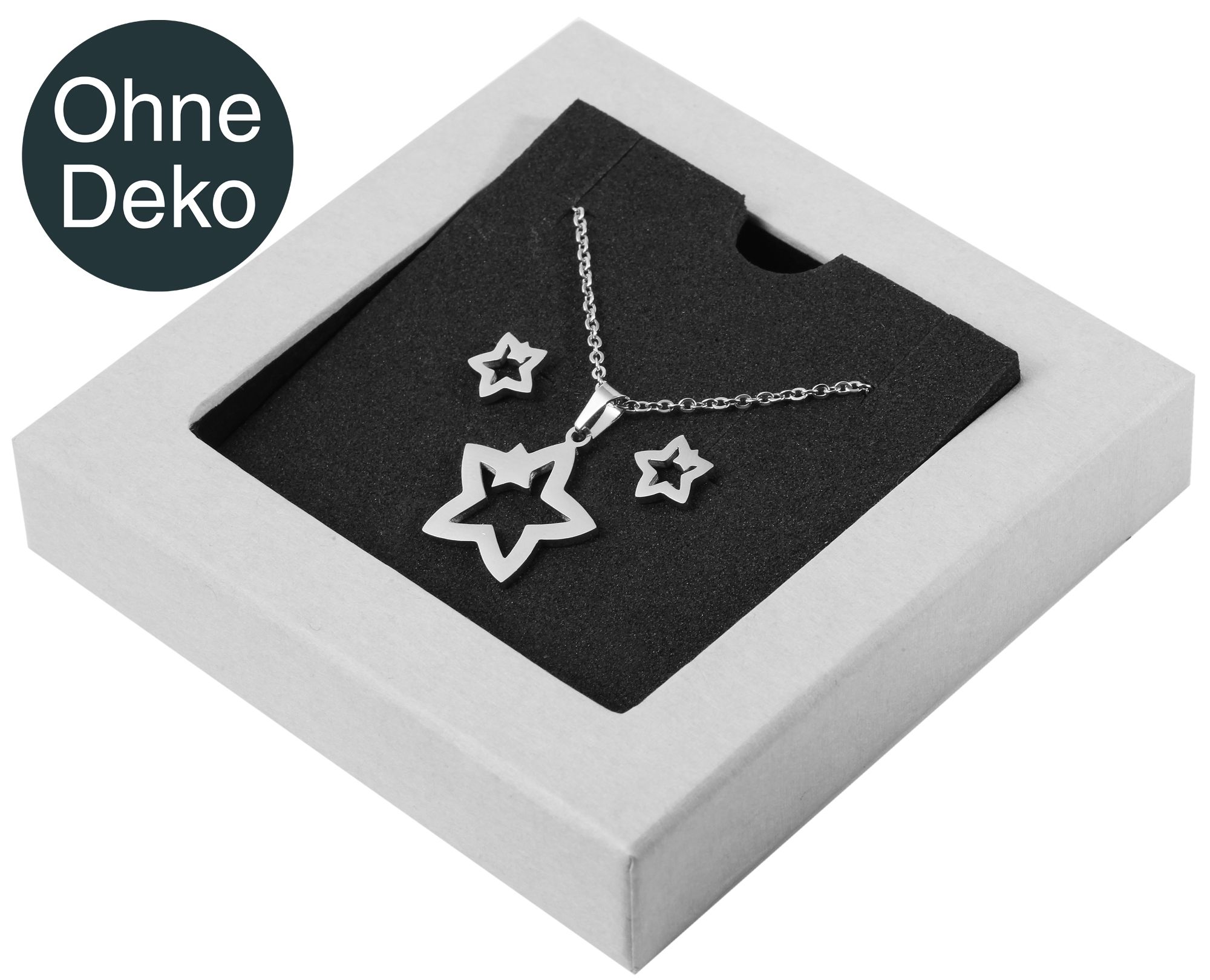 Schmuckverpackung, grau/schwarz (ohne Deko), VE 50, 9,3 cm x 9,3 cm x 2 cm