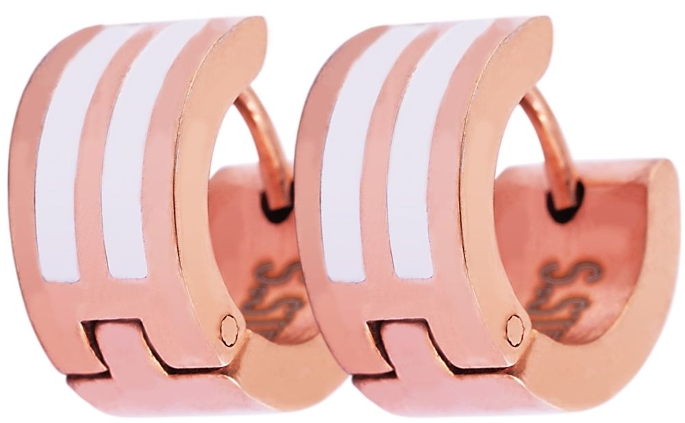 Akzent Edelstahl Klapp-Creolen, IP Roségold, silberfarbig