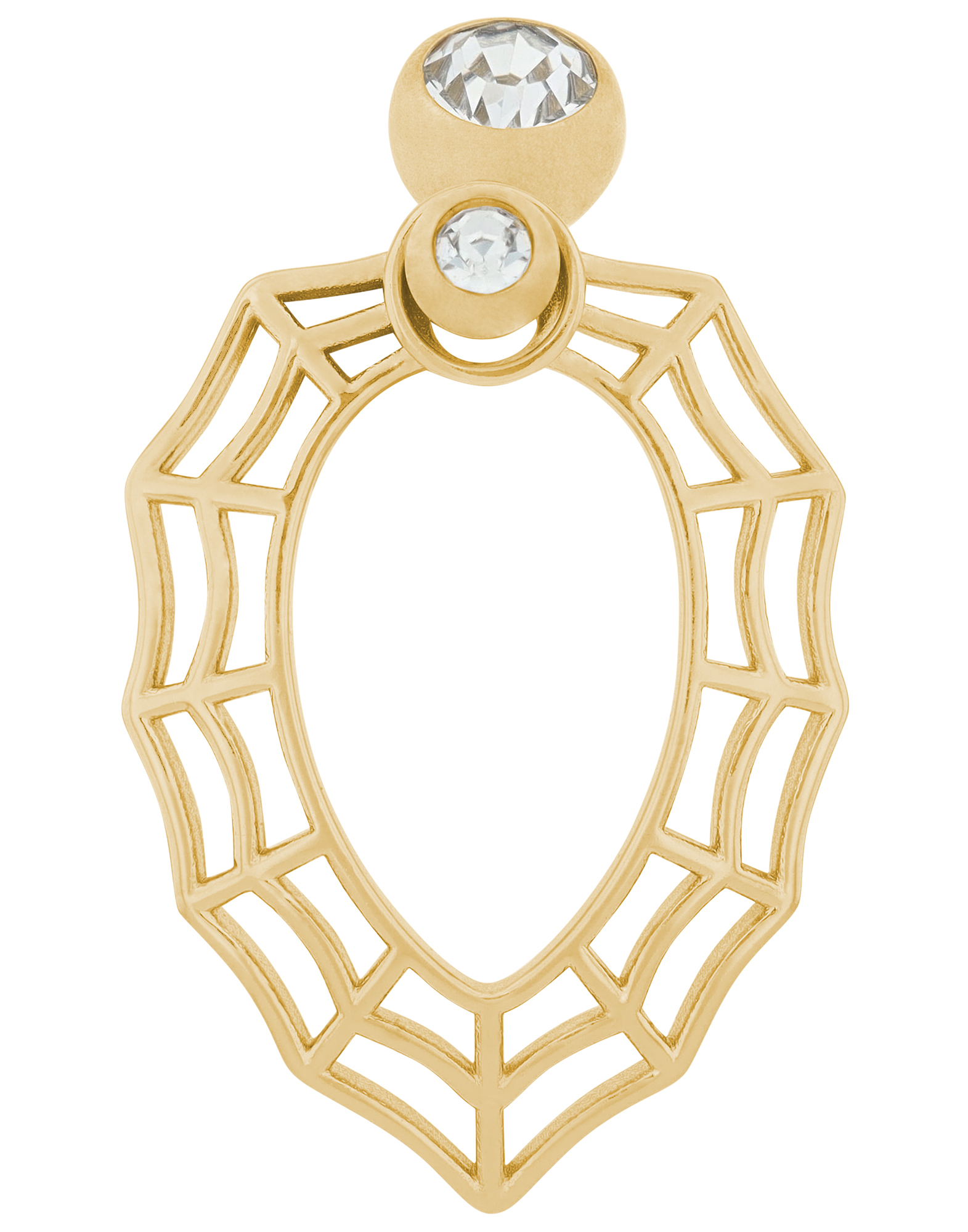 "Elena" Edelstahl-Bronze Bauchnabelpiercing, Stablänge 11 mm/ Stabstärke 2 mm, Zirkonia, goldfarben