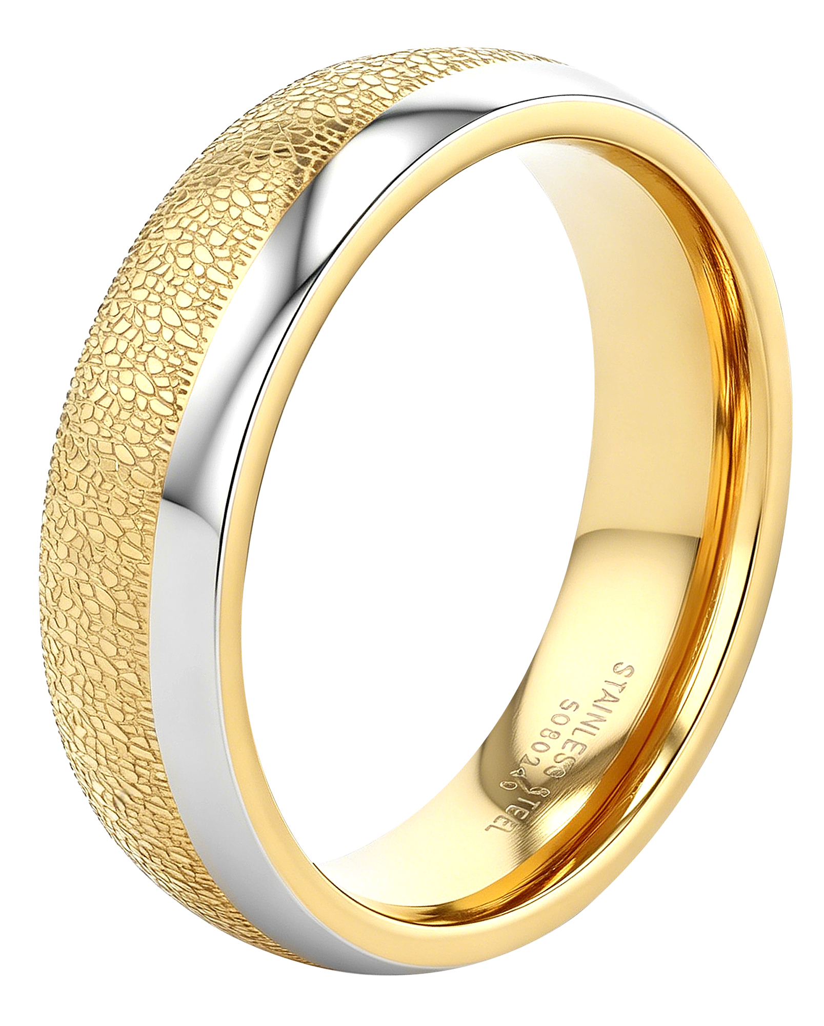 "TwoOne" Akzent Herren-Partnerring Gr 66, Edelstahl, bicolor (Ice-Matt-Finish)