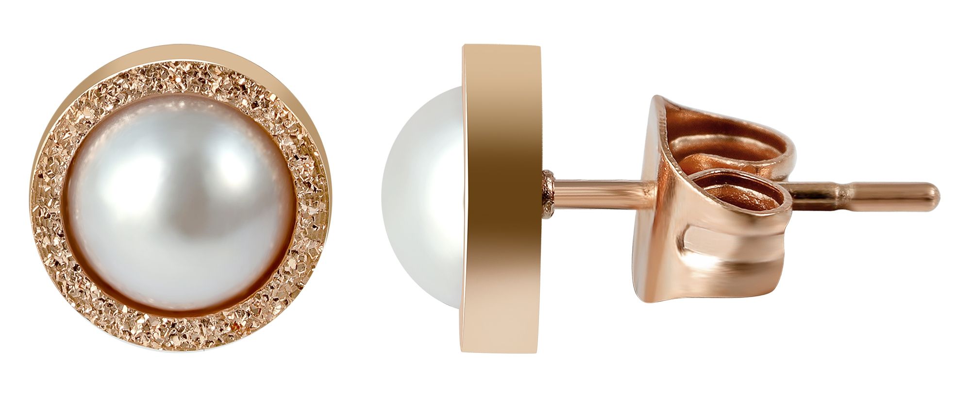 "Margitta" Edelstahl Ohrstecker mit Perle, roségoldfarben