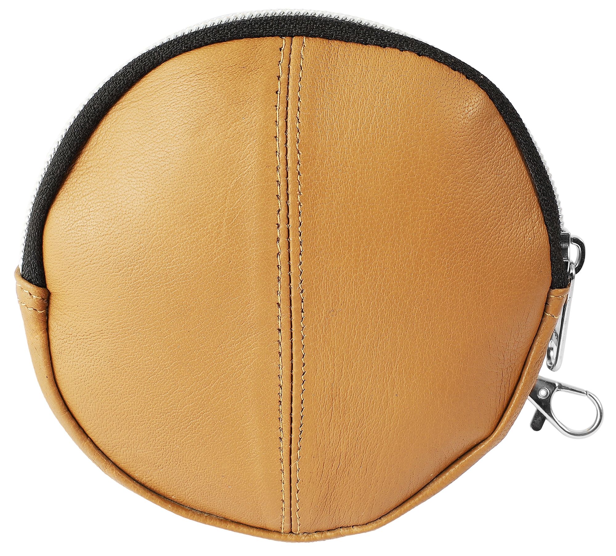 Echt Leder Mini Geldbörse rund, tan