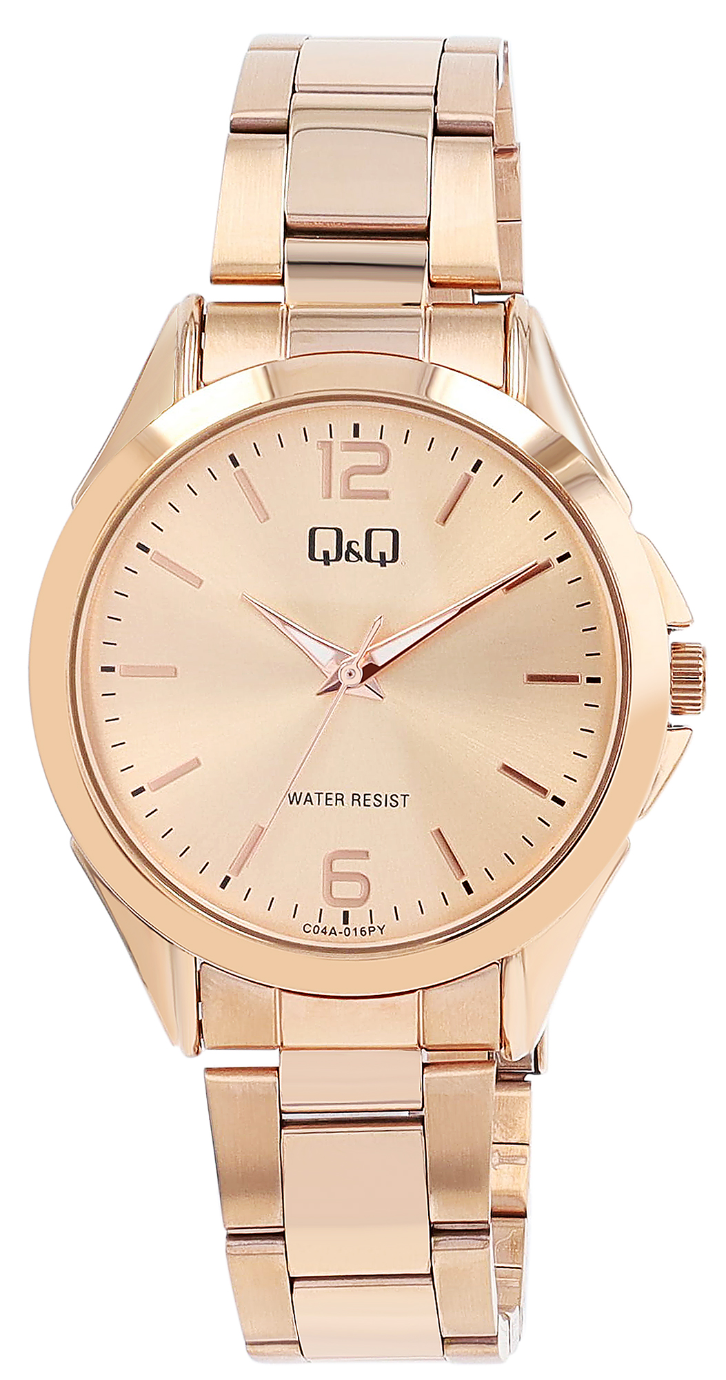 Q&Q Damenuhr mit Metallband, 3ATM, rosegoldfarben
