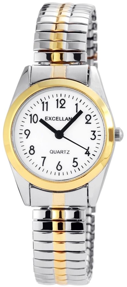 Excellanc Damenuhr mit Edelstahlzugarmband, bicolor