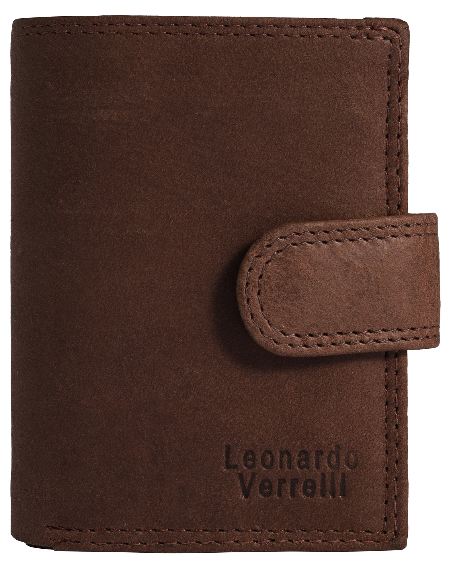 Leonardo Verrelli Echtleder (vintage) Geldbörse mit Pop-up-Kartenhalter, RFID, dunkelbraun