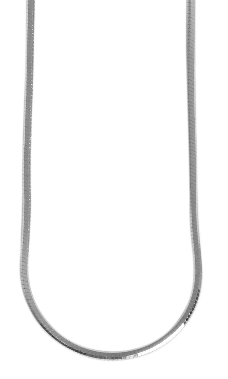 925/- Echt Silber Schlangenkette "Karim", 60 cm / 1 mm, rhodiniert