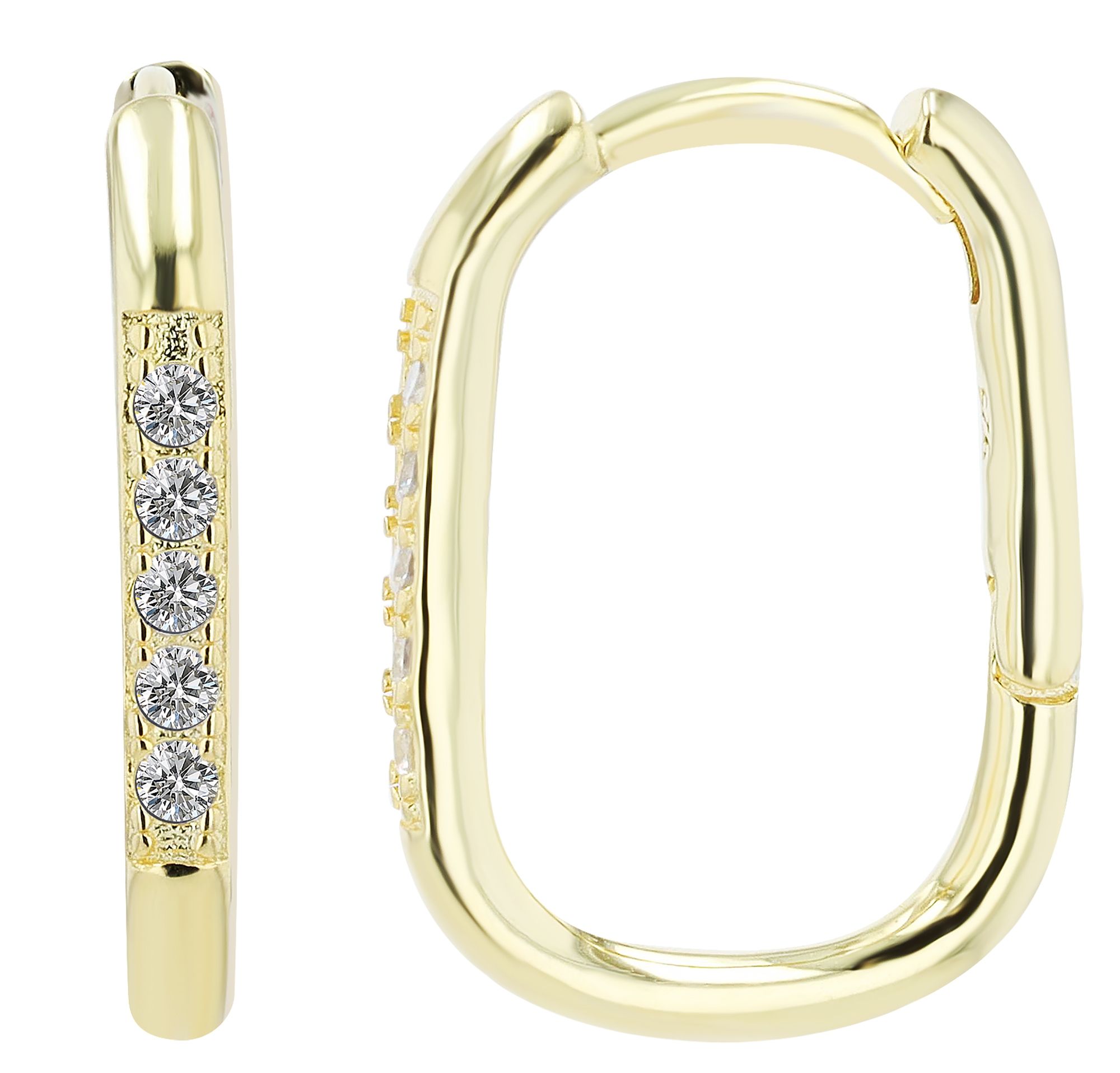 "Avya" 925/- Echt Silber, ovale Creole mit Zirkonen, vergoldet