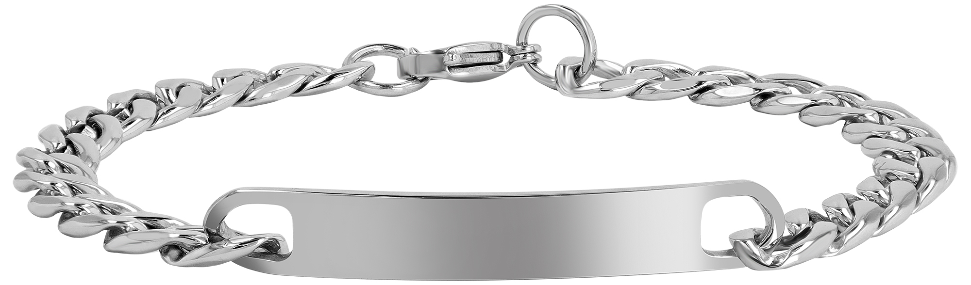 "Irena" Akzent Identarmband, Edelstahl, Gravurplatte, Breite 7 mm