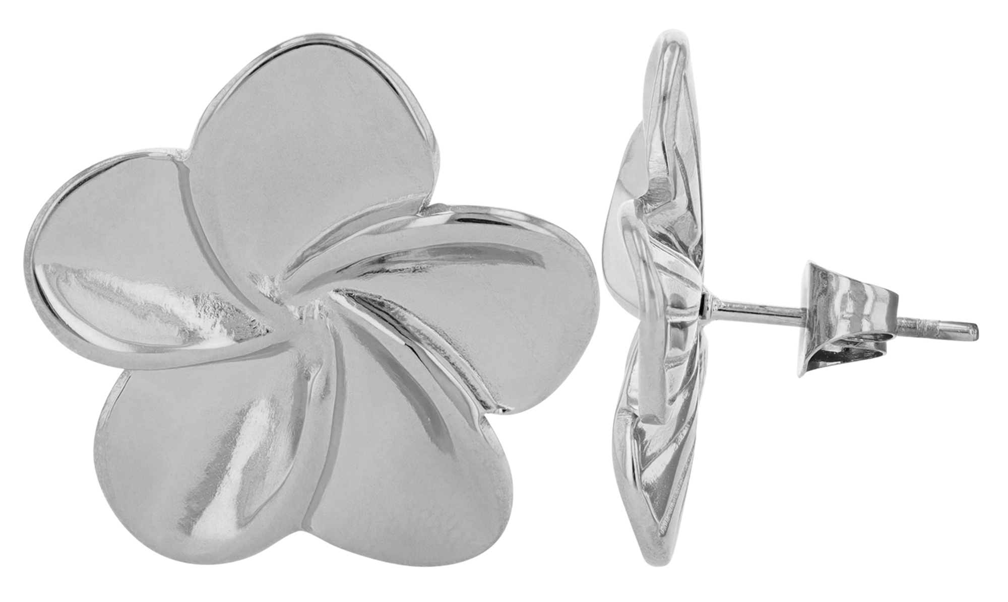 "Ebby" Edelstahlohrringe, Statement, Blüte, silberfarben
