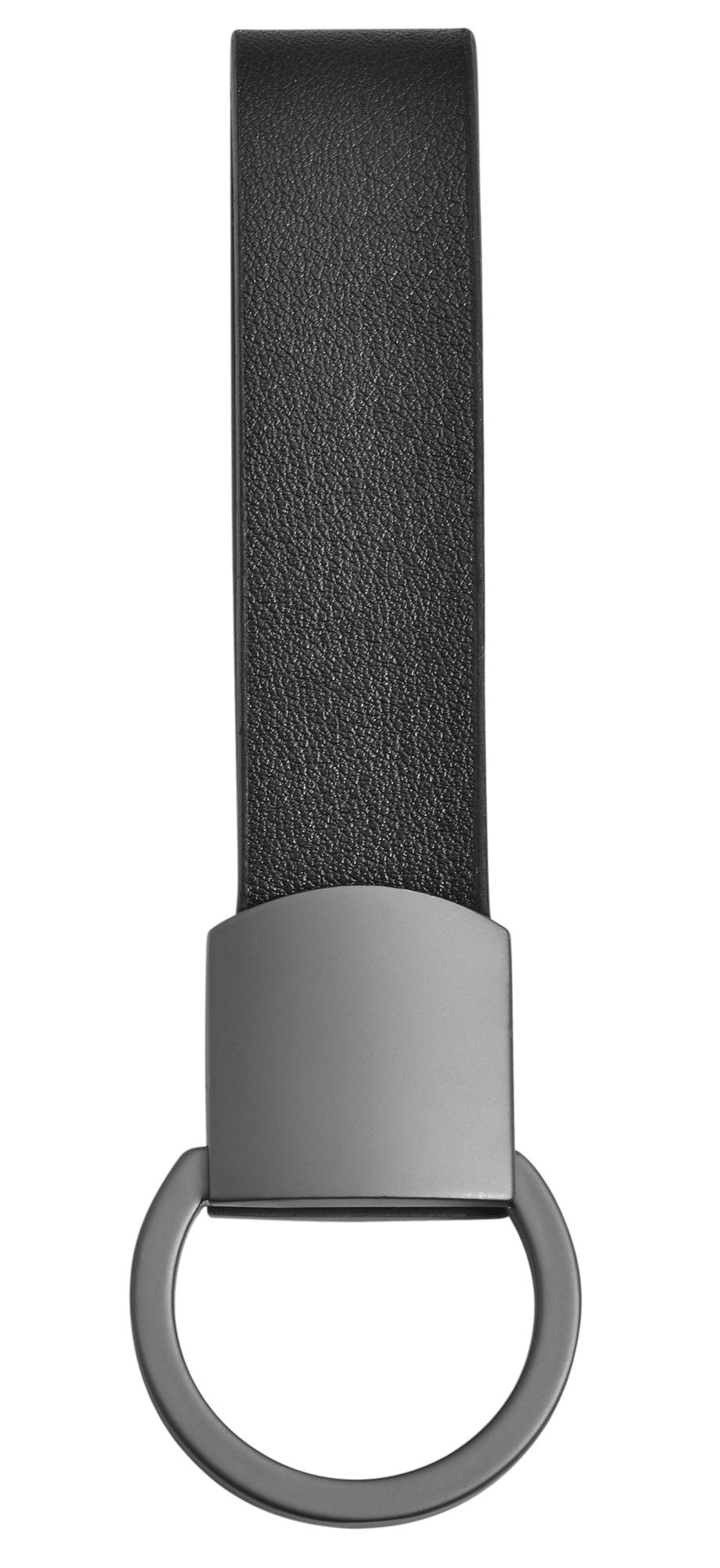 Edelstahl Schlüsselanhänger mit Echtlederband, schwarz