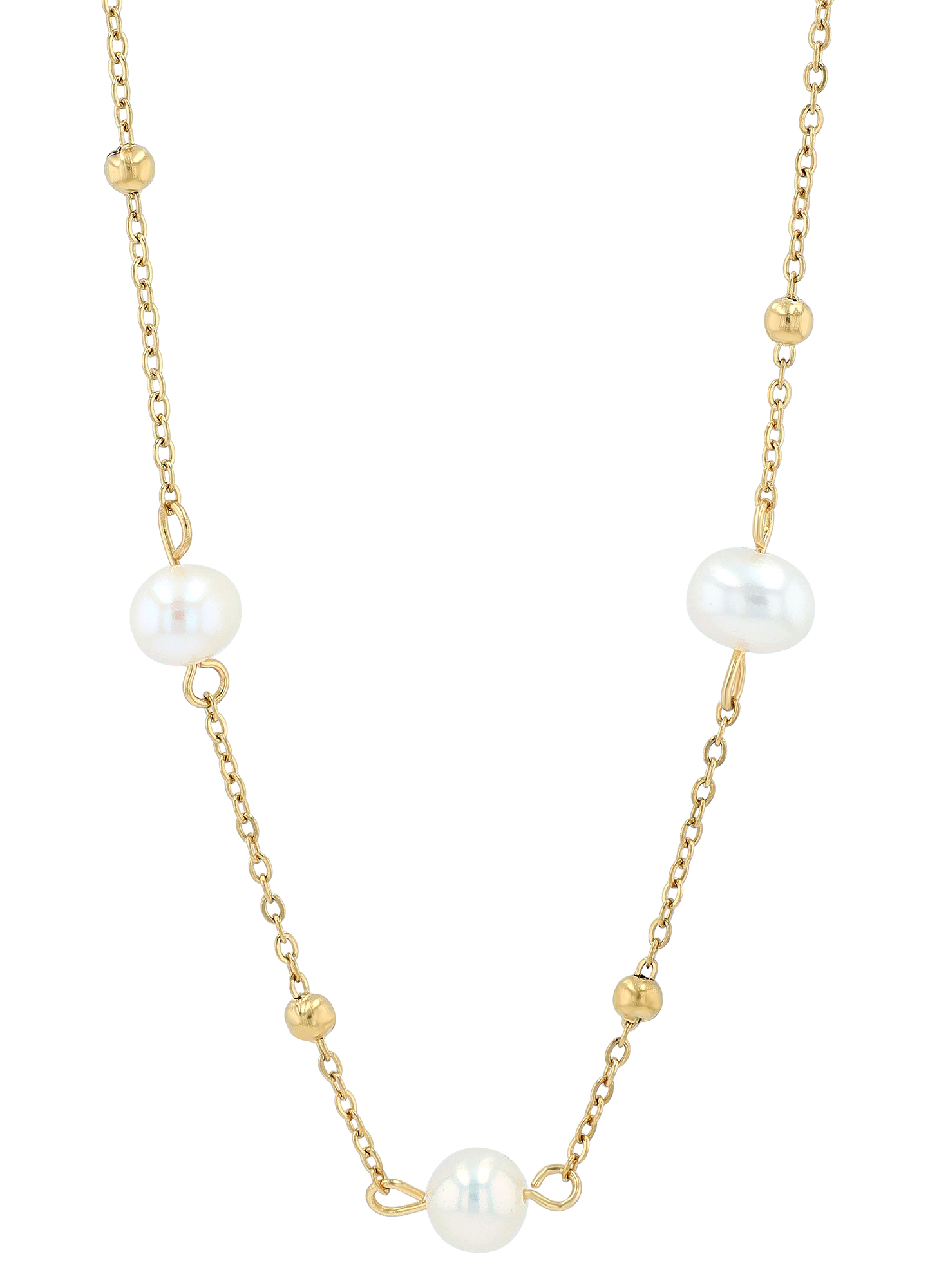 "Myka" Kette, Echte Süßwasserperlen, Edelstahl, goldfarben 40 + 5 cm