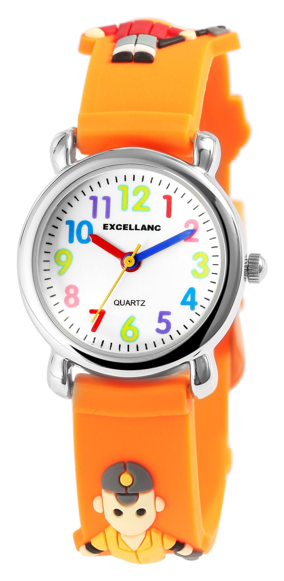 Excellanc Kinderarmbanduhr, Silikonarmband, silberfarben/orange