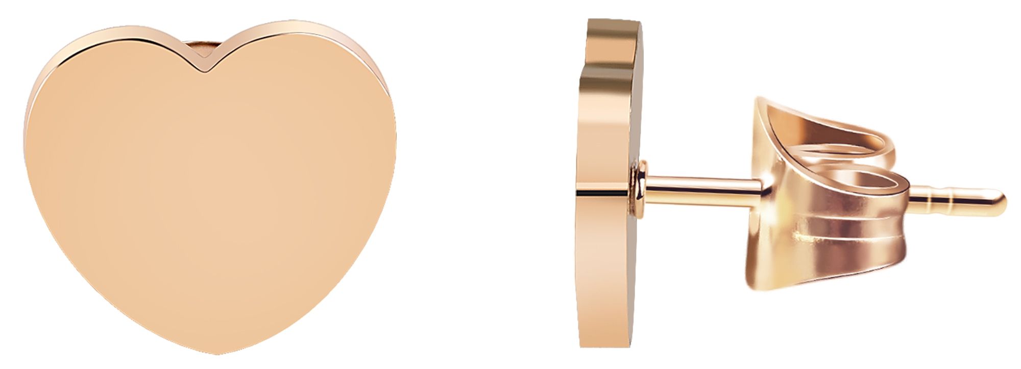 "Krystle" Edelstahl Ohrstecker - Herz, roségoldfarben